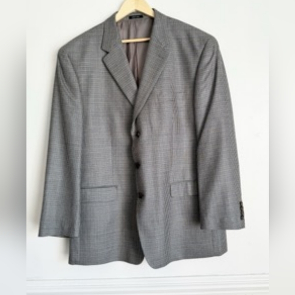 Lauren Ralph Lauren Mens Wool Silk Blazer Size 48L Houndstooth Academia